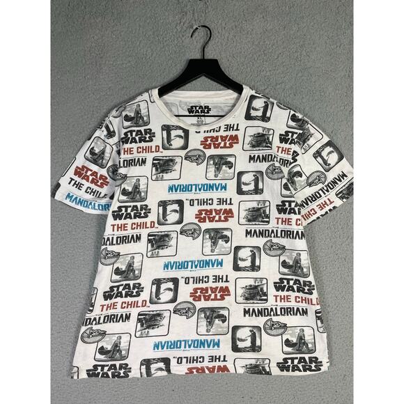 Star Wars Mandalorian The Child Graphic Tee Shirt All Over Print Unisex XL White - Picture 2 of 6